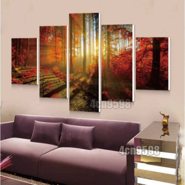 FRAMED Large Canvas Prints Wall Art Canvas Painting Home Decor Seaside Path-5pcs